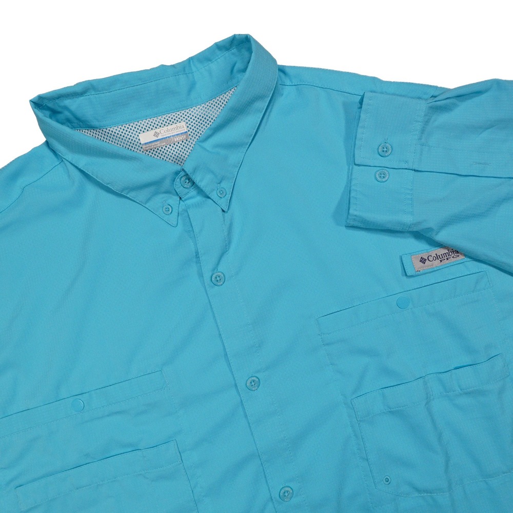 COLUMBIA Men's 4X Vintage Blue UPF 40 PFG Tamiami II Long Sleeve Fishing Shirt
